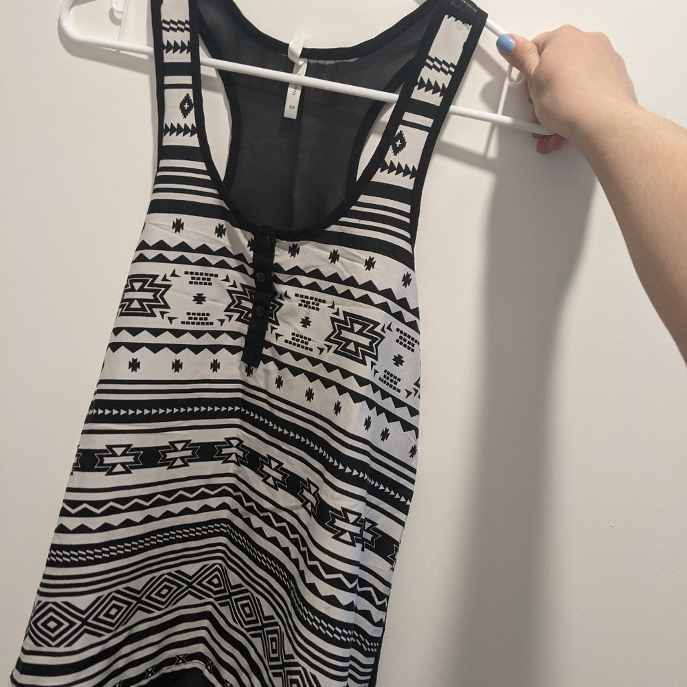 Mesh back back and white tank top